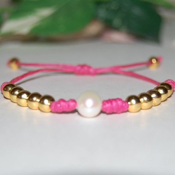 Pearl Bracelet,Pearl Drawstring Bracelet,Good Luck Bracelet,Fresh Water Pearl - Picture 2 of 3